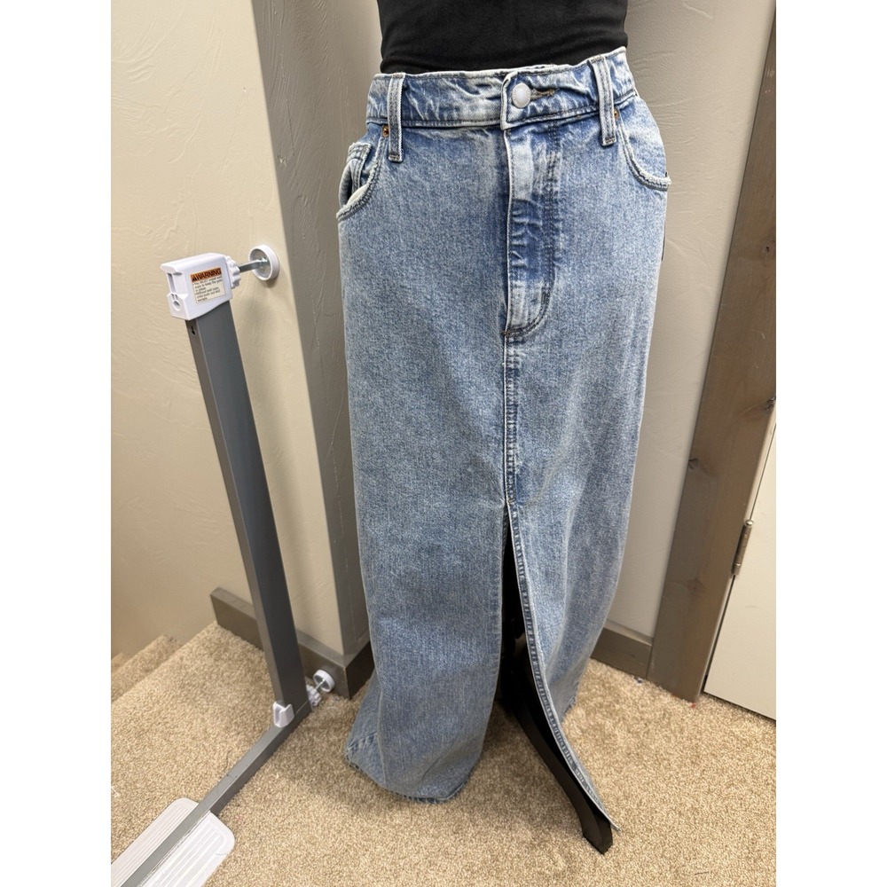 Universal Thread Maxi Denim Skirt Minimalist Conservative Front Slit Church NEW